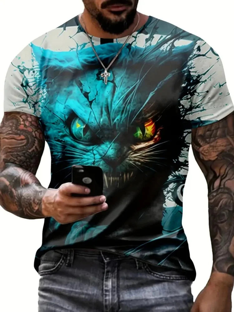 Funny T- Shirts Men 3D Animal Printed Top Summer Street Trend Hip Hop Design Short Sleeve Casual O Neck Plus Size Men's T-Shirt