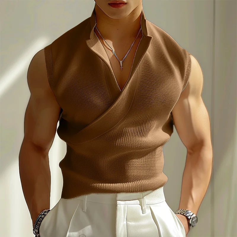 Fashion Simple Solid Texture Vests Casual Summer Streetwear Male Sleeveless Tank Tops S-5XL