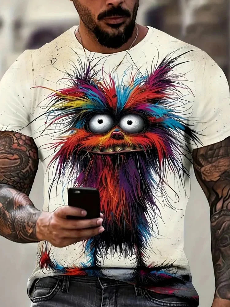 Funny T- Shirts Men 3D Animal Printed Top Summer Street Trend Hip Hop Design Short Sleeve Casual O Neck Plus Size Men's T-Shirt