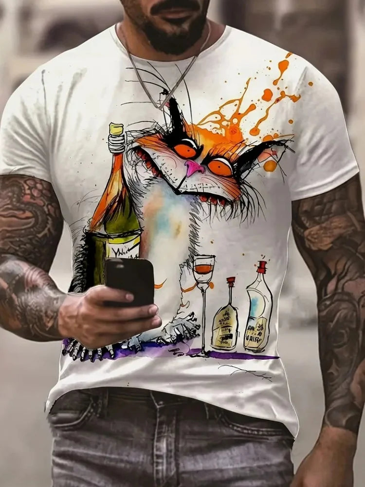 Funny T- Shirts Men 3D Animal Printed Top Summer Street Trend Hip Hop Design Short Sleeve Casual O Neck Plus Size Men's T-Shirt