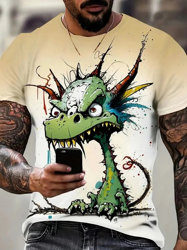 Funny T- Shirts Men 3D Animal Printed Top Summer Street Trend Hip Hop Design Short Sleeve Casual O Neck Plus Size Men's T-Shirt