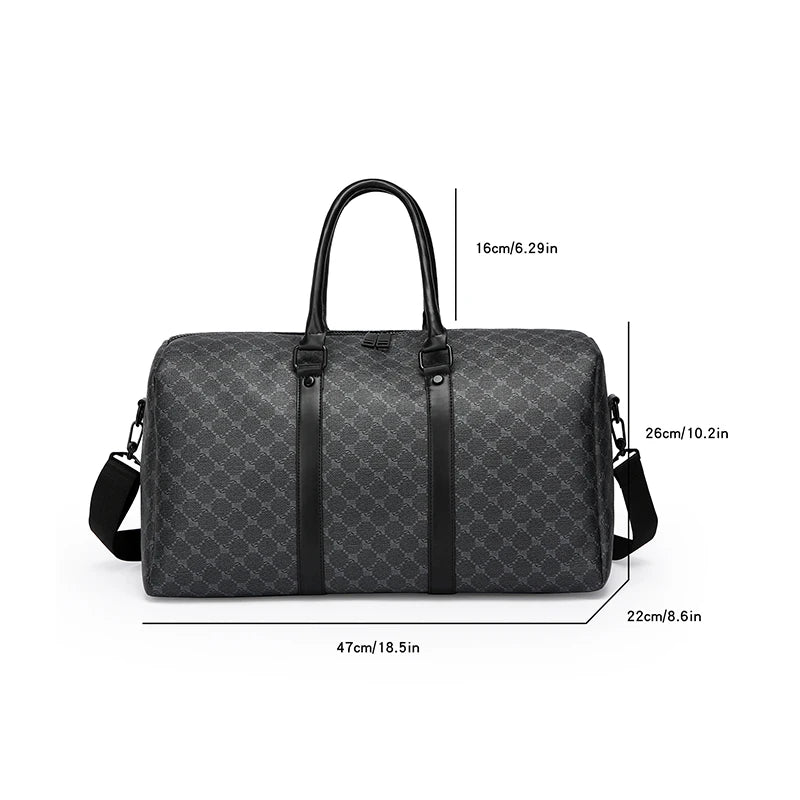 Men’s Black Traveling Bag Large Capacity Business Travel Luggage Bag Classic Full Body Printed Handbag Shoulder Bags for Men