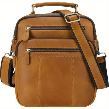 JackChris Leather Man Purse Shoulder BagSmall Mens Crossbody Messenger Bags for Work Men Satchel Handbag