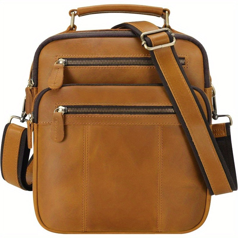 JackChris Leather Man Purse Shoulder BagSmall Mens Crossbody Messenger Bags for Work Men Satchel Handbag