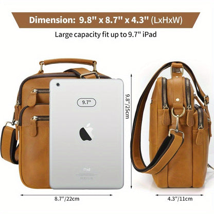 JackChris Leather Man Purse Shoulder BagSmall Mens Crossbody Messenger Bags for Work Men Satchel Handbag