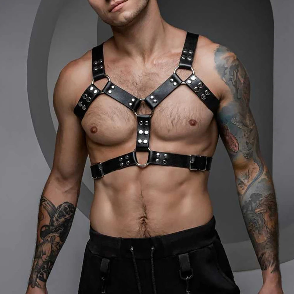Fashion Men Sexy Fetish Leather Harness Bondage Body Lingerie Harness Gay Adult Adjustable BDSM Erotic Gallowses Belts Harness