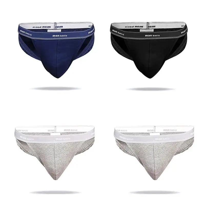 1/4pcs Men High Fork Cotton Briefs