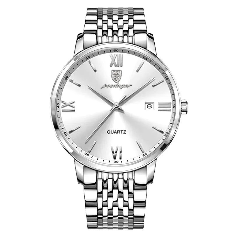 POEDAGAR Luxury Sports Men's Wristwatch Stainless Steel Waterproof Date Man Watch High Quality Casual Fashion Quartz Men Watches