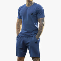2025 summer new men's printed short-sleeved T-shirt + shorts suit, casual sportswear, breathable outdoor casual men's T-shirt,