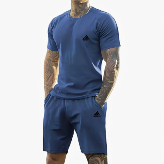 2025 summer new men's printed short-sleeved T-shirt + shorts suit, casual sportswear, breathable outdoor casual men's T-shirt,