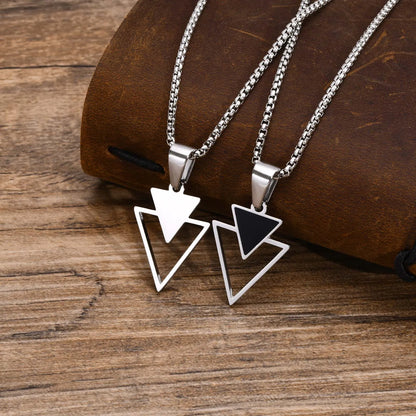 Stylish Geometric Necklaces for Men Boys,Waterproof Black Stainless Steel Square Rectangle Bar Pendant Collar Gifts for Him