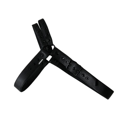 Men's Leather Tri Harness Chest Armor Buckles Adjustable Size Removable Pouch Faux Leather Jockstrap Gay Underwear  Costumes