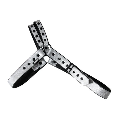 Men's Leather Tri Harness Chest Armor Buckles Adjustable Size Removable Pouch Faux Leather Jockstrap Gay Underwear  Costumes