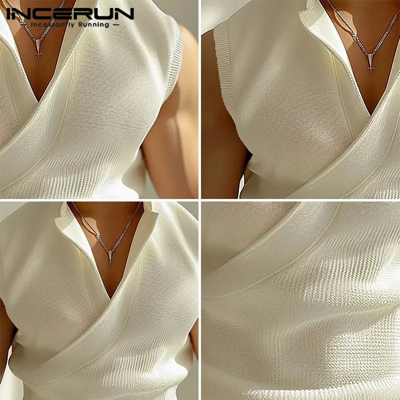 Fashion Simple Solid Texture Vests Casual Summer Streetwear Male Sleeveless Tank Tops S-5XL