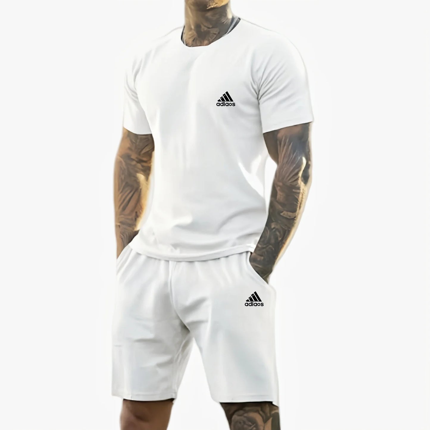 2025 summer new men's printed short-sleeved T-shirt + shorts suit, casual sportswear, breathable outdoor casual men's T-shirt,