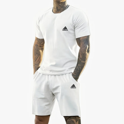 2025 summer new men's printed short-sleeved T-shirt + shorts suit, casual sportswear, breathable outdoor casual men's T-shirt,