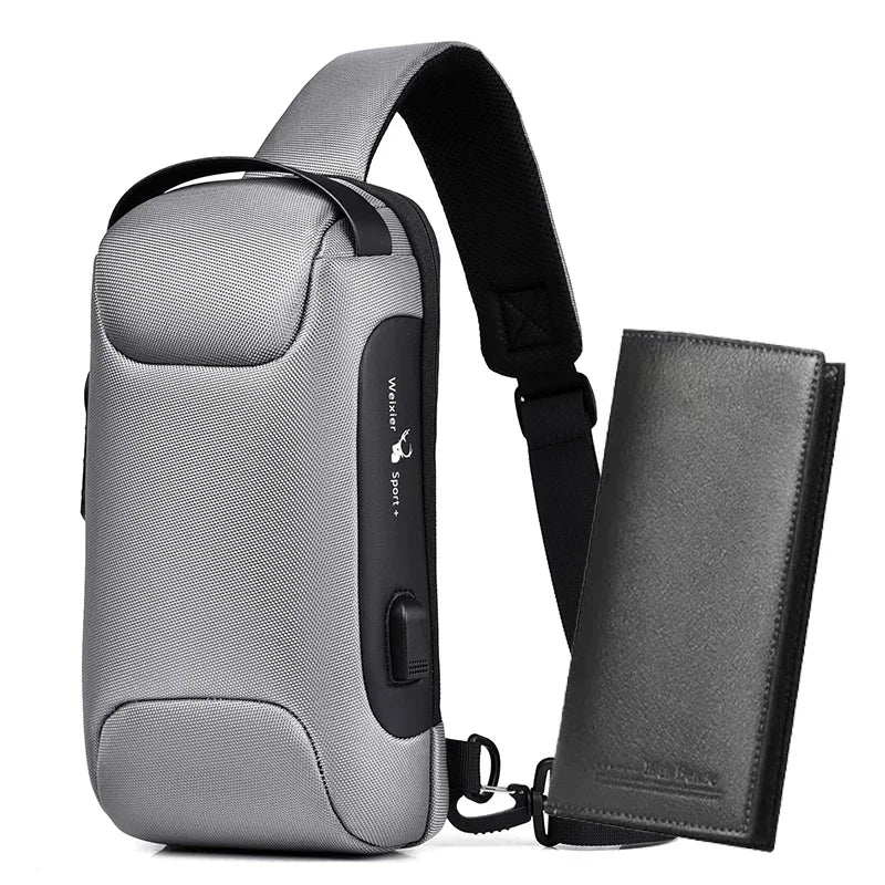 Multifunction Anti-theft Men's Waterproof USB Oxford Crossbody Bag Shoulder Sling Bag Short Travel Messenger Chest Pack for Male