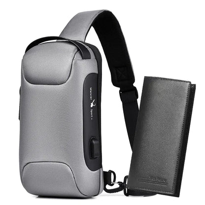 Multifunction Anti-theft Men's Waterproof USB Oxford Crossbody Bag Shoulder Sling Bag Short Travel Messenger Chest Pack for Male