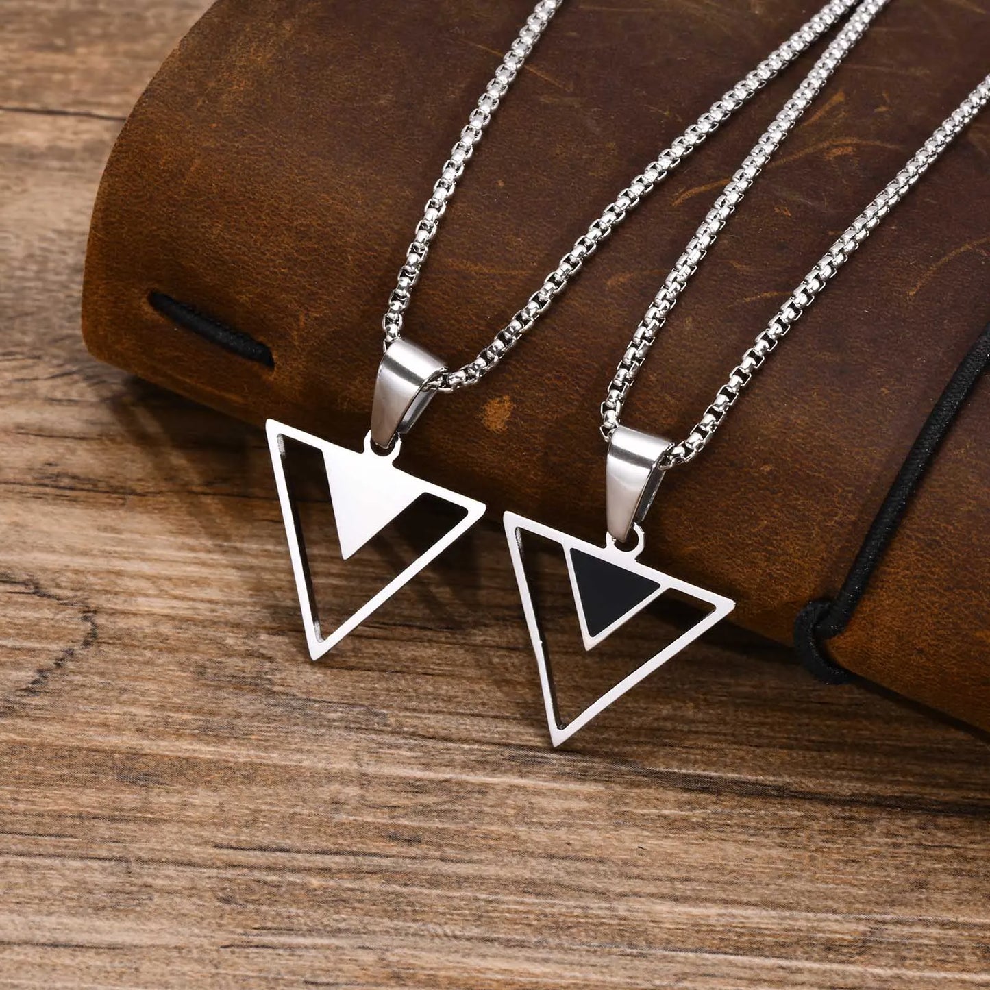 Stylish Geometric Necklaces for Men Boys,Waterproof Black Stainless Steel Square Rectangle Bar Pendant Collar Gifts for Him