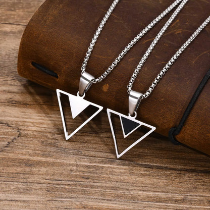 Stylish Geometric Necklaces for Men Boys,Waterproof Black Stainless Steel Square Rectangle Bar Pendant Collar Gifts for Him