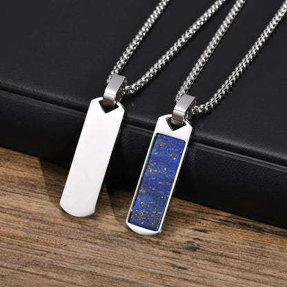 Stylish Geometric Necklaces for Men Boys,Waterproof Black Stainless Steel Square Rectangle Bar Pendant Collar Gifts for Him