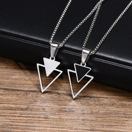 Stylish Geometric Necklaces for Men Boys,Waterproof Black Stainless Steel Square Rectangle Bar Pendant Collar Gifts for Him