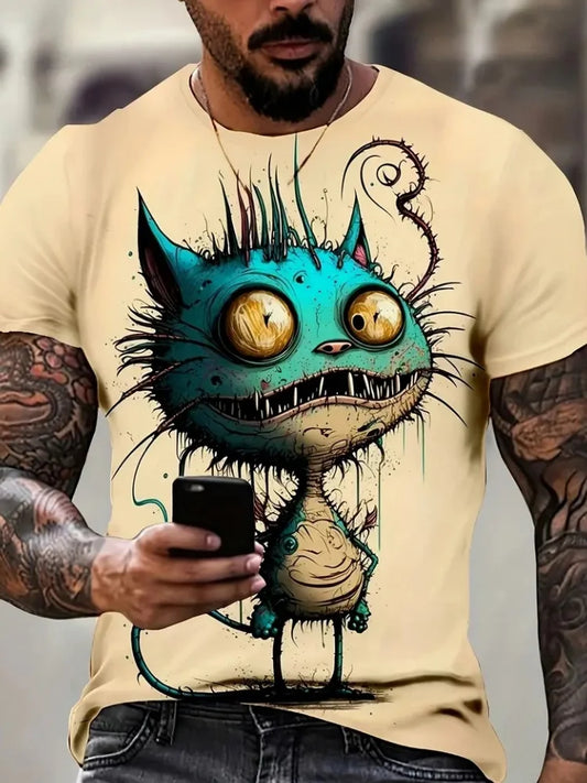 Funny T- Shirts Men 3D Animal Printed Top Summer Street Trend Hip Hop Design Short Sleeve Casual O Neck Plus Size Men's T-Shirt