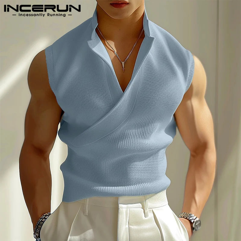 Fashion Simple Solid Texture Vests Casual Summer Streetwear Male Sleeveless Tank Tops S-5XL