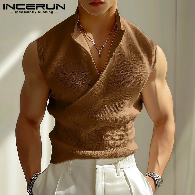 Fashion Simple Solid Texture Vests Casual Summer Streetwear Male Sleeveless Tank Tops S-5XL