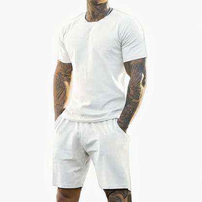 2025 summer new men's printed short-sleeved T-shirt + shorts suit, casual sportswear, breathable outdoor casual men's T-shirt,