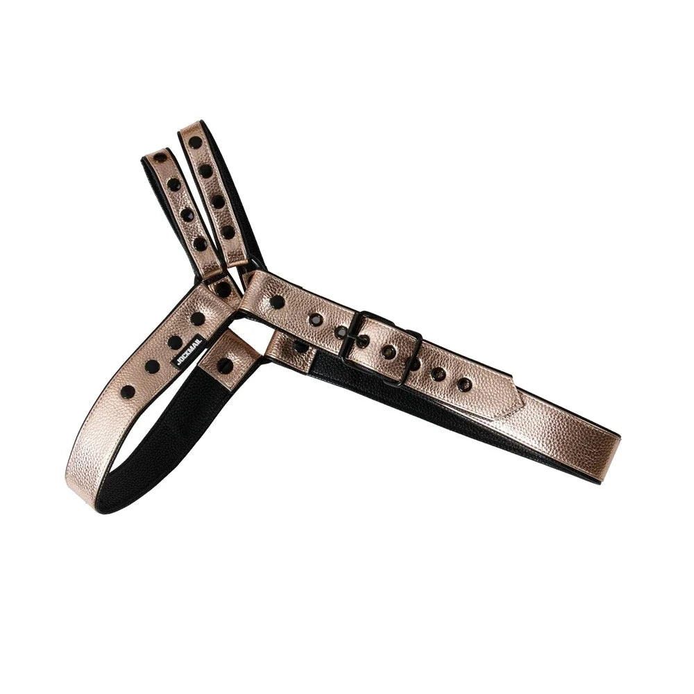 Men's Leather Tri Harness Chest Armor Buckles Adjustable Size Removable Pouch Faux Leather Jockstrap Gay Underwear  Costumes