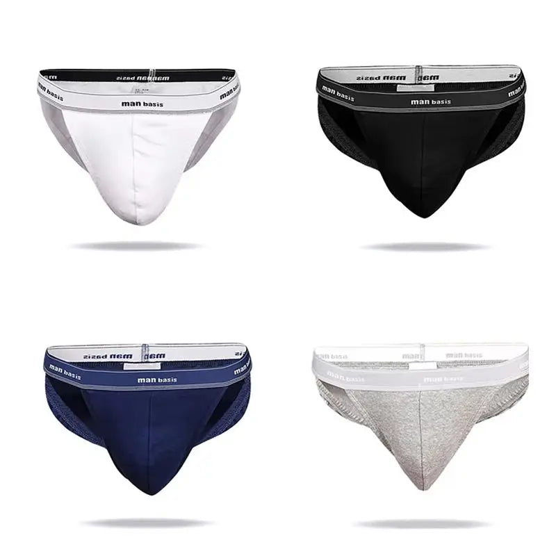 1/4pcs Men High Fork Cotton Briefs