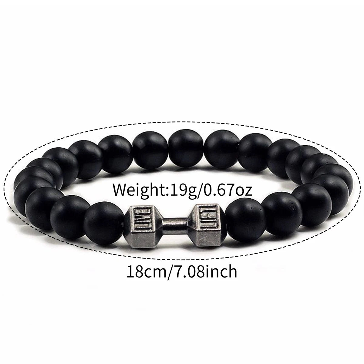 2PCS/Set Fashion Men's Black Mesh Band Quartz Watch With Beads Bracelet（Box not Included）