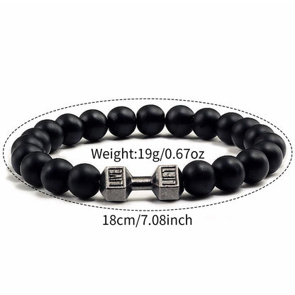 2PCS/Set Fashion Men's Black Mesh Band Quartz Watch With Beads Bracelet（Box not Included）