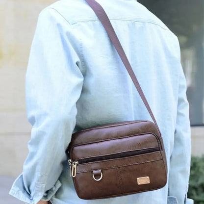 Men Crossbody Messenger Bags Multi-function Business Casual Handbag For Male PU Large Capacity Single Shoulder Bag
