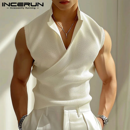 Fashion Simple Solid Texture Vests Casual Summer Streetwear Male Sleeveless Tank Tops S-5XL