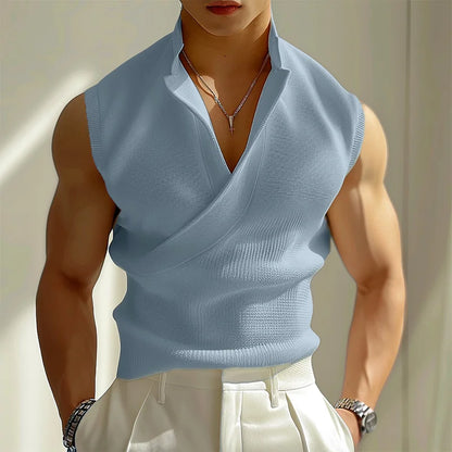 Fashion Simple Solid Texture Vests Casual Summer Streetwear Male Sleeveless Tank Tops S-5XL