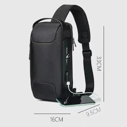 Multifunction Anti-theft Men's Waterproof USB Oxford Crossbody Bag Shoulder Sling Bag Short Travel Messenger Chest Pack for Male