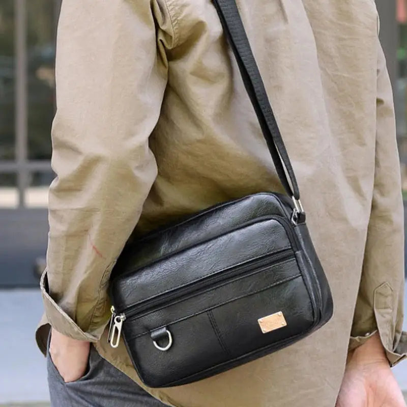 Men Crossbody Messenger Bags Multi-function Business Casual Handbag For Male PU Large Capacity Single Shoulder Bag